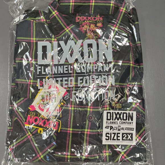 DIXXON Flannel Co Punk Rock Museum Collab Men's Button Down Plaid NEW 2X - Picture 9 of 9